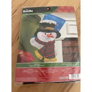 NEW RARE Bucilla Sealed Jack Frost Felt Snowman Christmas Stitch Stocking Kit
